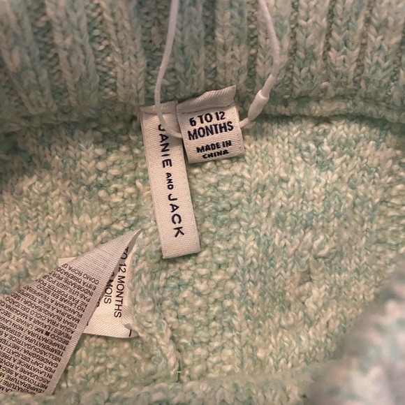 Janie & Jack Unisex Winter Cable Knit Sweater Mint Green Leggings - Picture 10 of 13